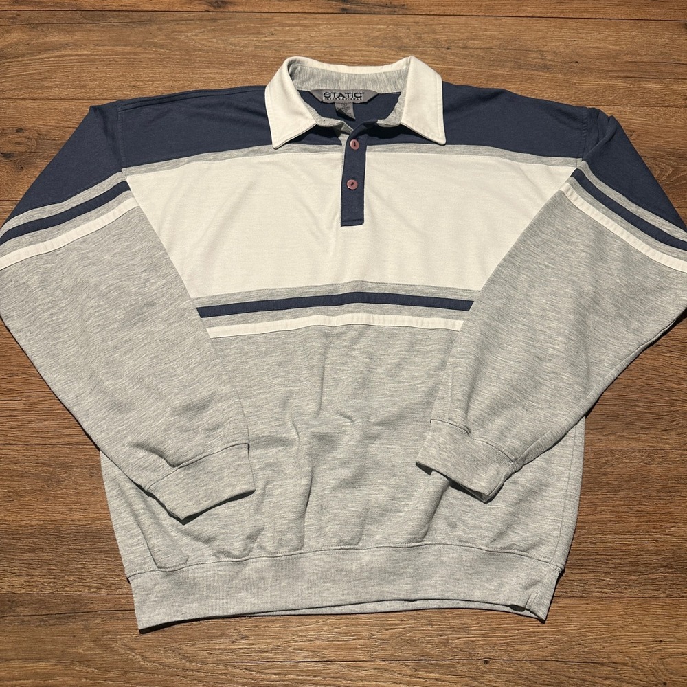 Vintage Static International Rugby Sweatshirt Mens XL Colorblock Boxy